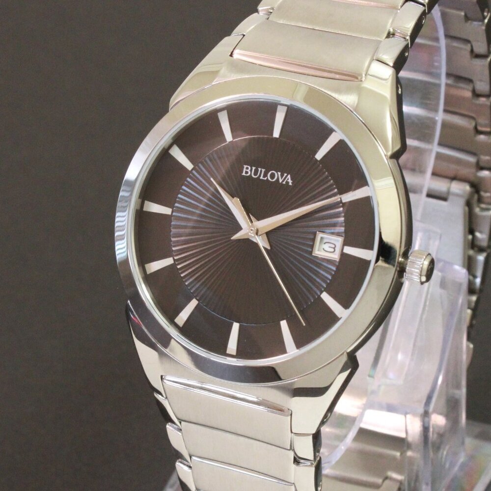 Bulova Men's Classic Quartz Watch Black Textured Dial Stainless Steel 38mm